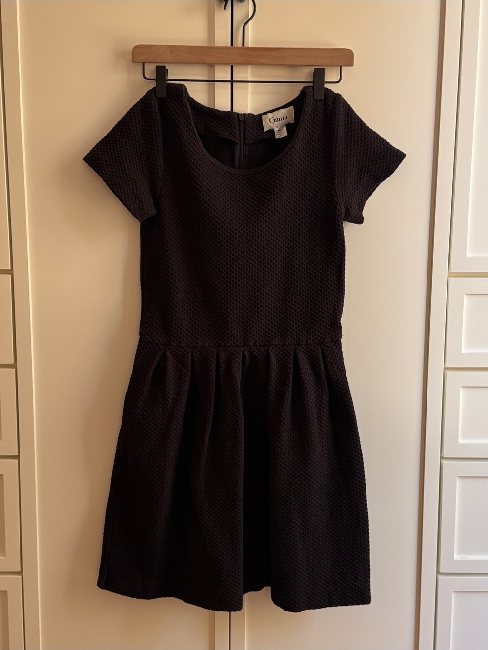 Ganni black waffle dress